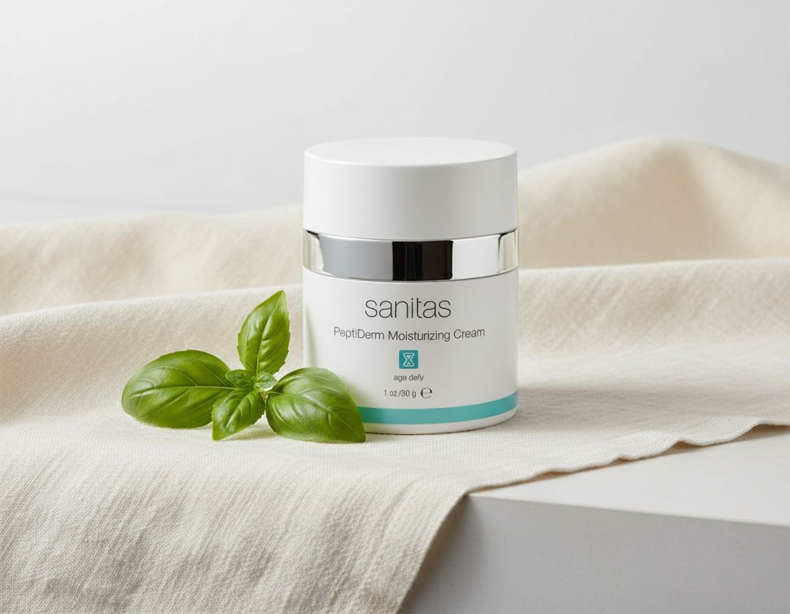 Peptide-infused anti-aging moisturizing cream for mature skin in clinical packaging — view 1