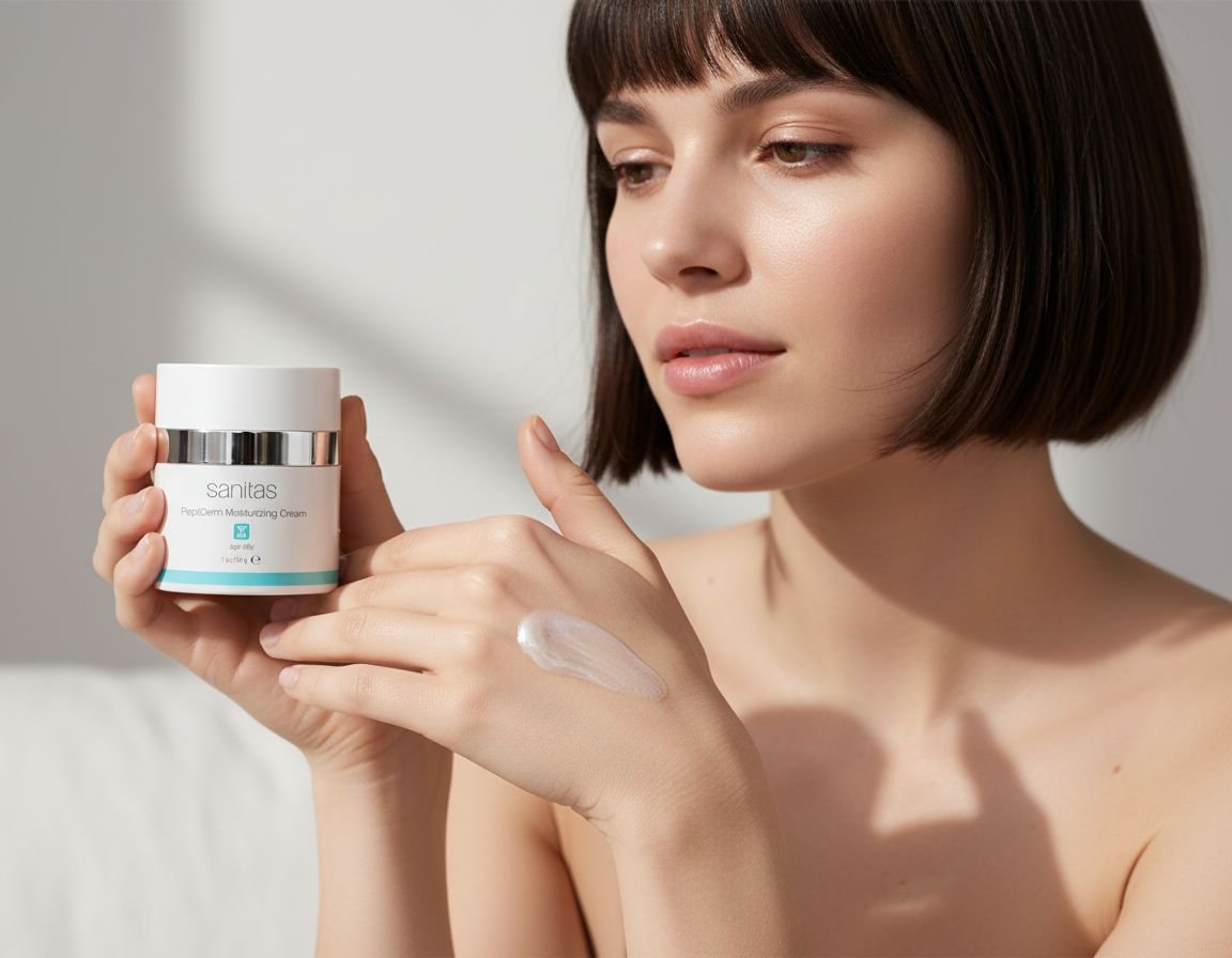 Peptide-infused anti-aging moisturizing cream for mature skin in clinical packaging — view 3