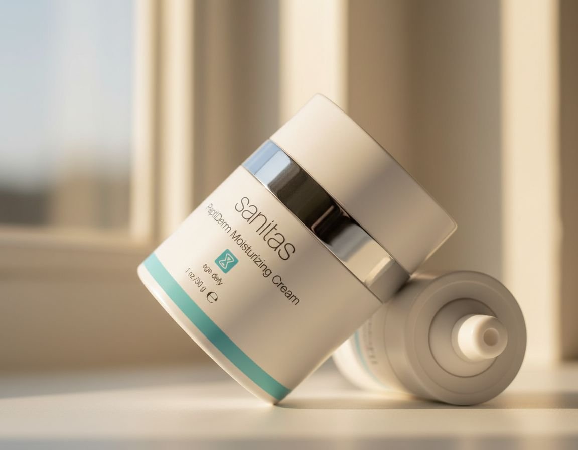 Peptide-infused anti-aging moisturizing cream for mature skin in clinical packaging — view 7a