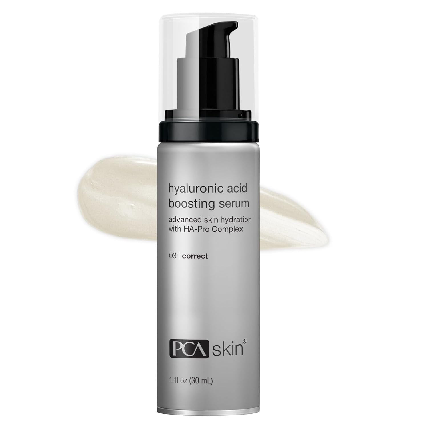 Hyaluronic acid hydrating serum with niacinamide and ceramides in pump bottle for all skin types — view 1