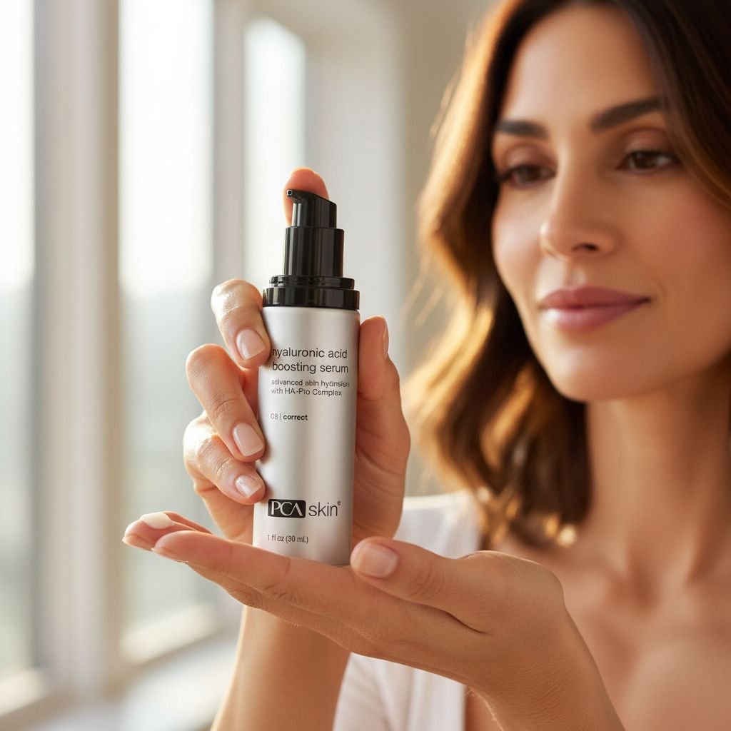 Hyaluronic acid hydrating serum with niacinamide and ceramides in pump bottle for all skin types — view 2