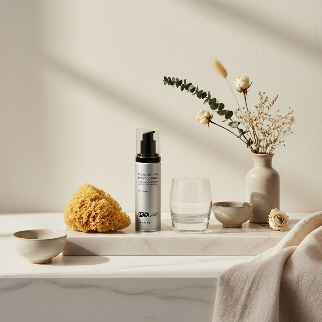 Hyaluronic acid hydrating serum with niacinamide and ceramides in pump bottle for all skin types — view 2