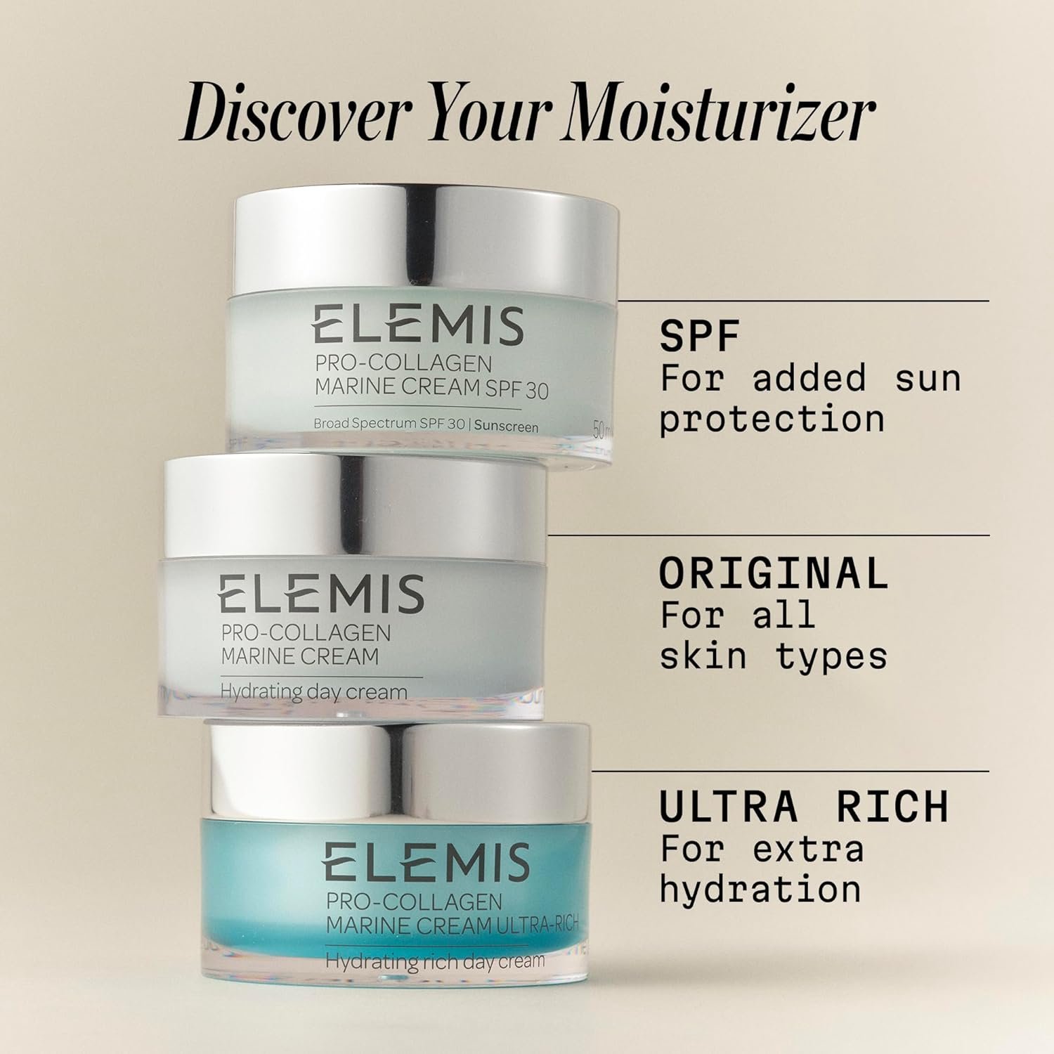 Marine Collagen anti-wrinkle moisturizer cream with SPF 30 for all skin types, lightweight daily facial protectant — view 5