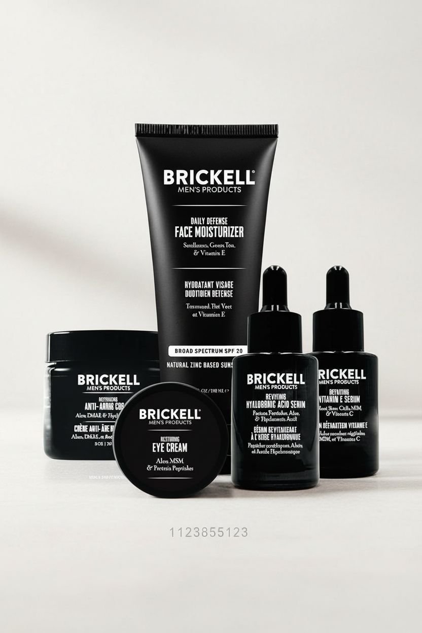 Vitamin C anti-aging skincare routine set for men including serum, moisturizer with SPF, night cream and eye cream — view 7a