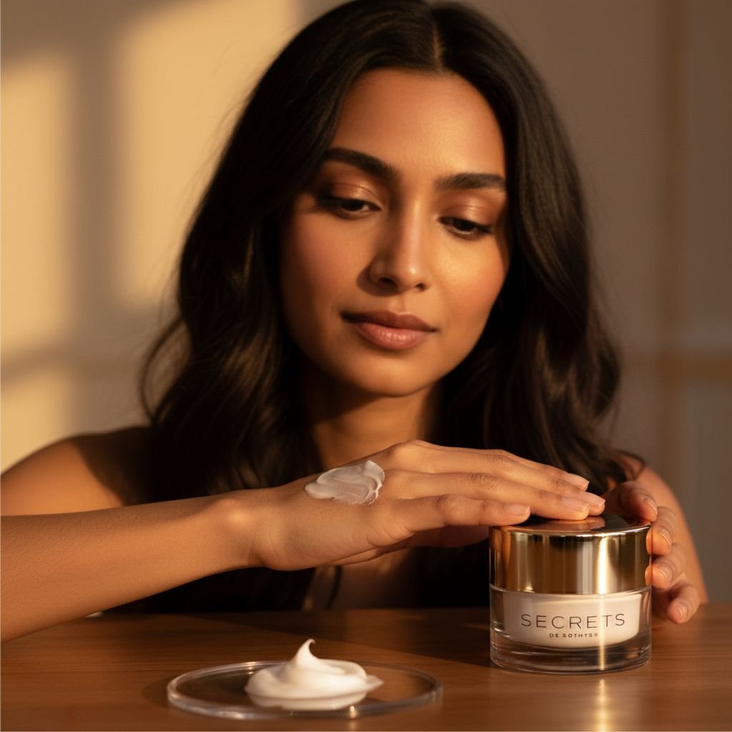Peptide-enriched anti-aging cream jar displayed with fresh ingredients, luxe skincare treatment for fine lines and wrinkles — view 3
