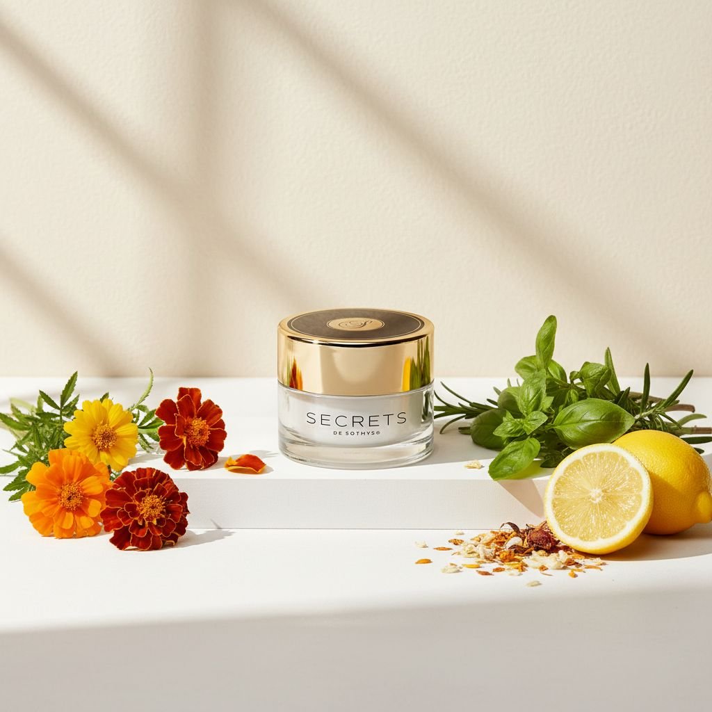 Peptide-enriched anti-aging cream jar displayed with fresh ingredients, luxe skincare treatment for fine lines and wrinkles — view 4
