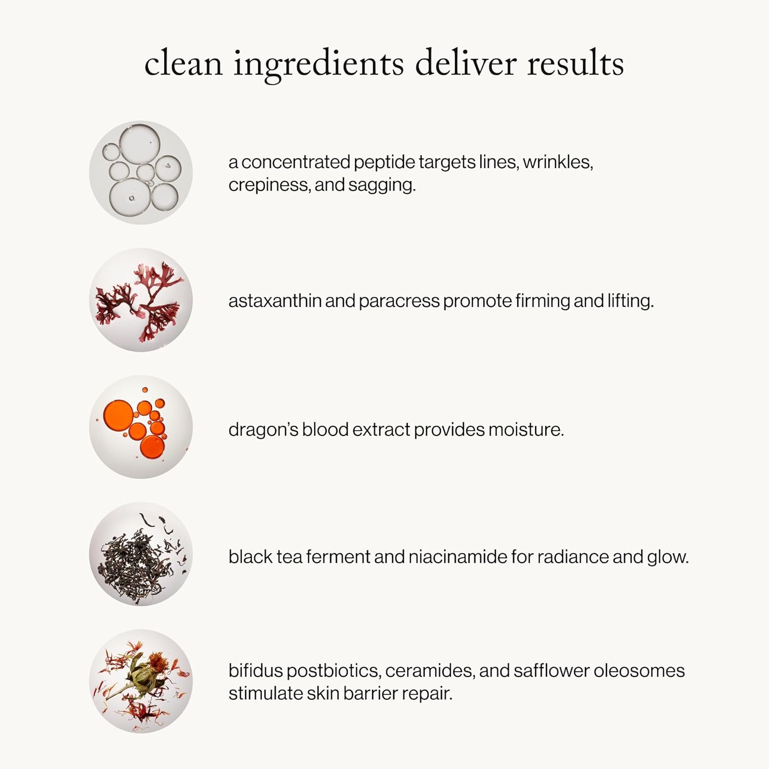 Peptide anti-aging serum bottle with ceramides and niacinamide for all skin types, promoting firmness and elasticity — side