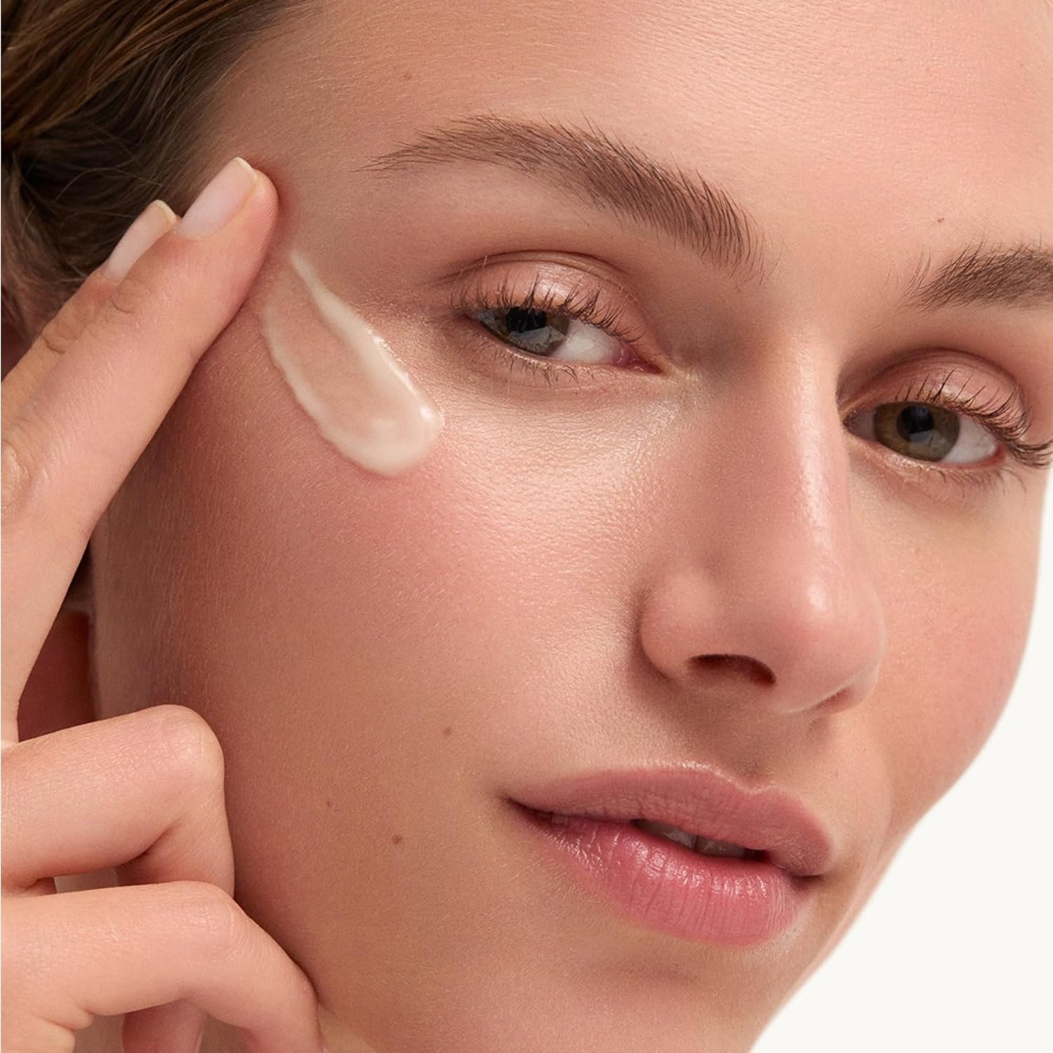 Peptide anti-aging serum bottle with ceramides and niacinamide for all skin types, promoting firmness and elasticity — detail