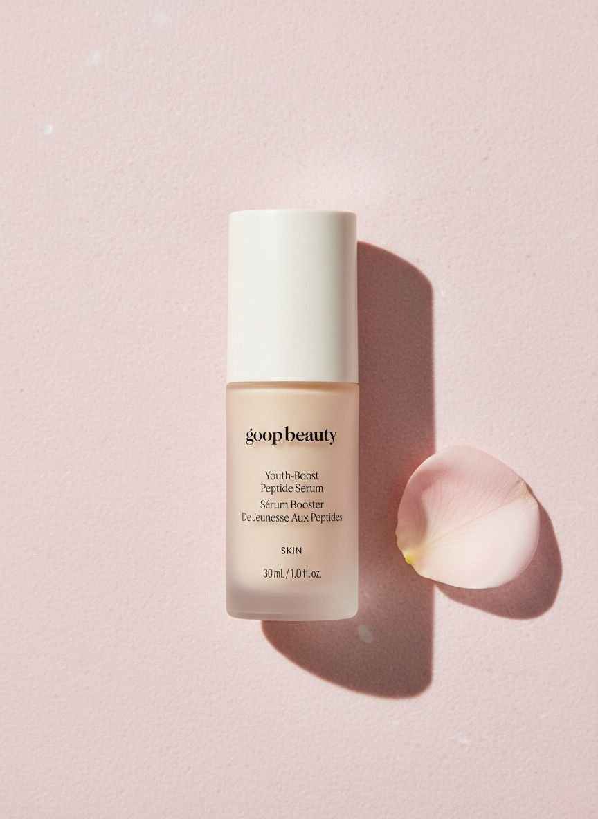 Peptide anti-aging serum bottle with ceramides and niacinamide for all skin types, promoting firmness and elasticity — view 1
