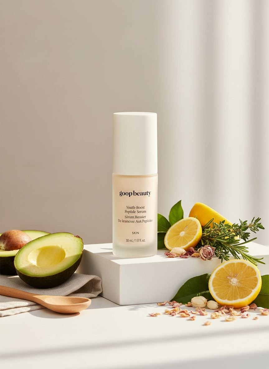 Peptide anti-aging serum bottle with ceramides and niacinamide for all skin types, promoting firmness and elasticity — view 4