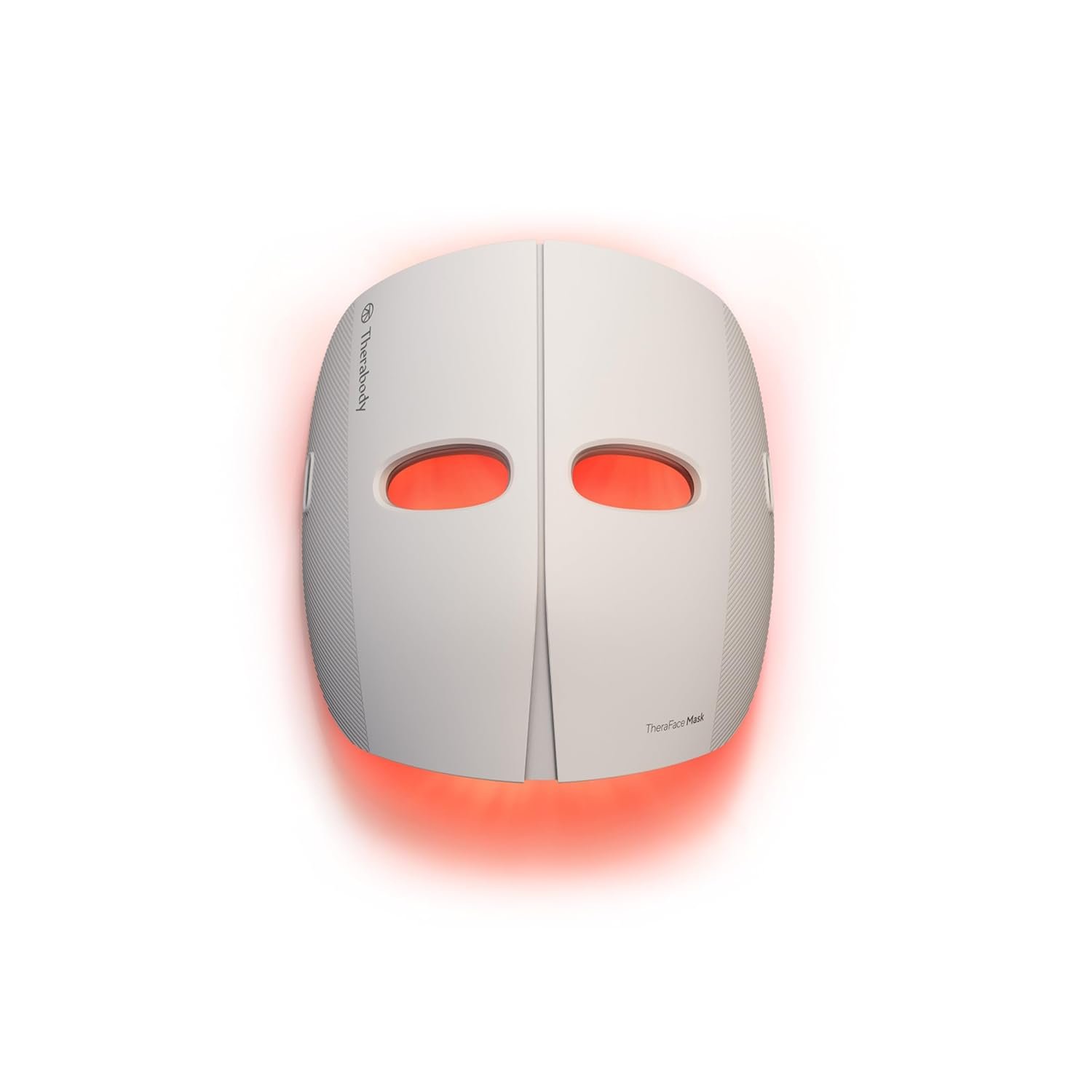 TheraFace LED light therapy mask with blue and red light settings, showing vibrating massage device for anti-aging and dark spot reduction — front