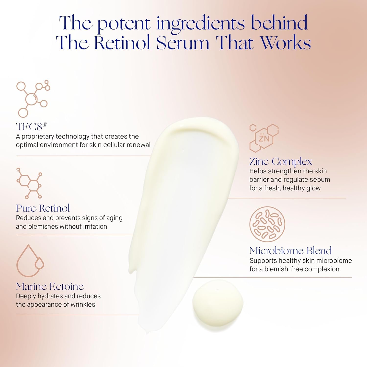 Retinol anti-aging serum bottle with dropper on neutral background, showing hydrating formula for fine lines and firmness — view 2