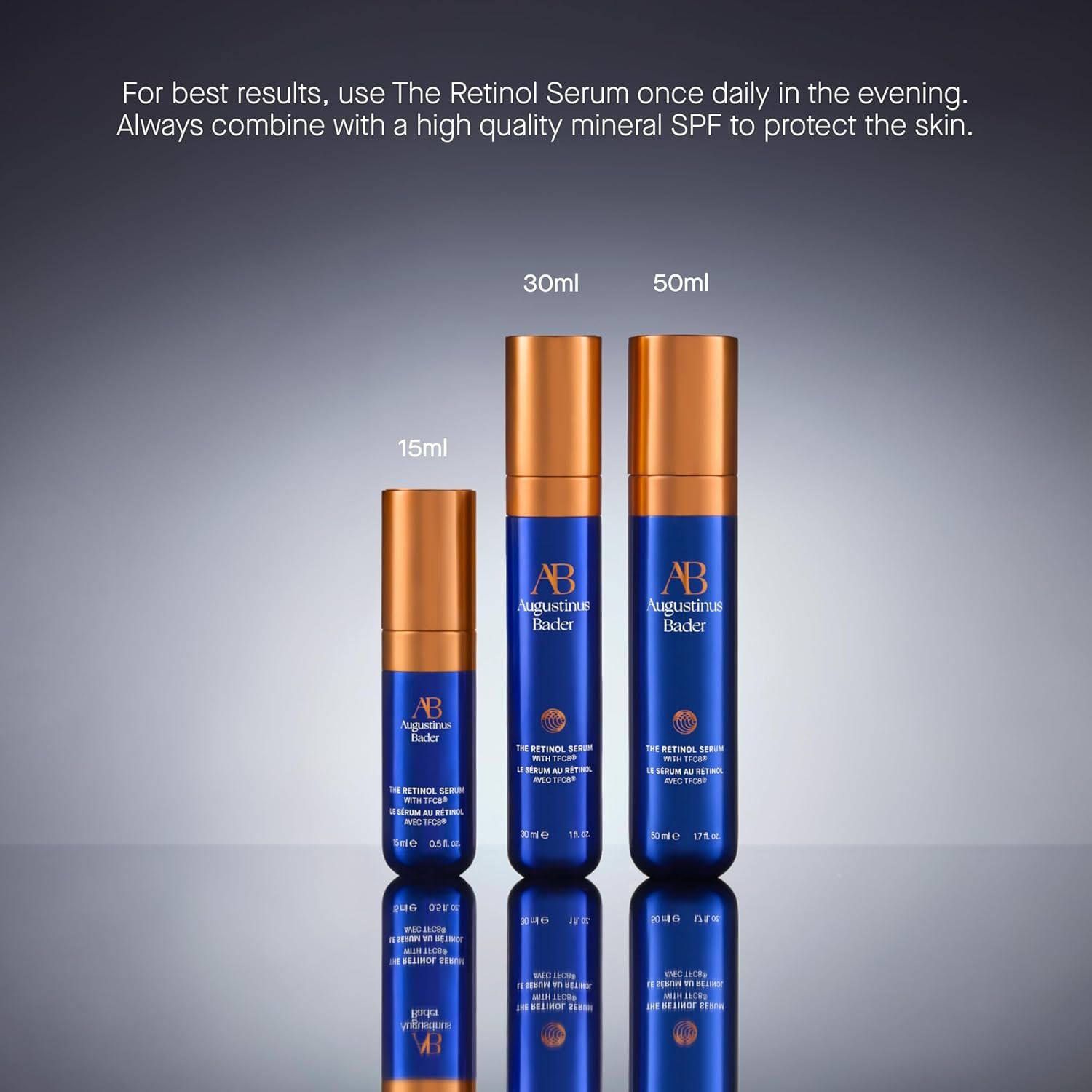 Retinol anti-aging serum bottle with dropper on neutral background, showing hydrating formula for fine lines and firmness — view 4