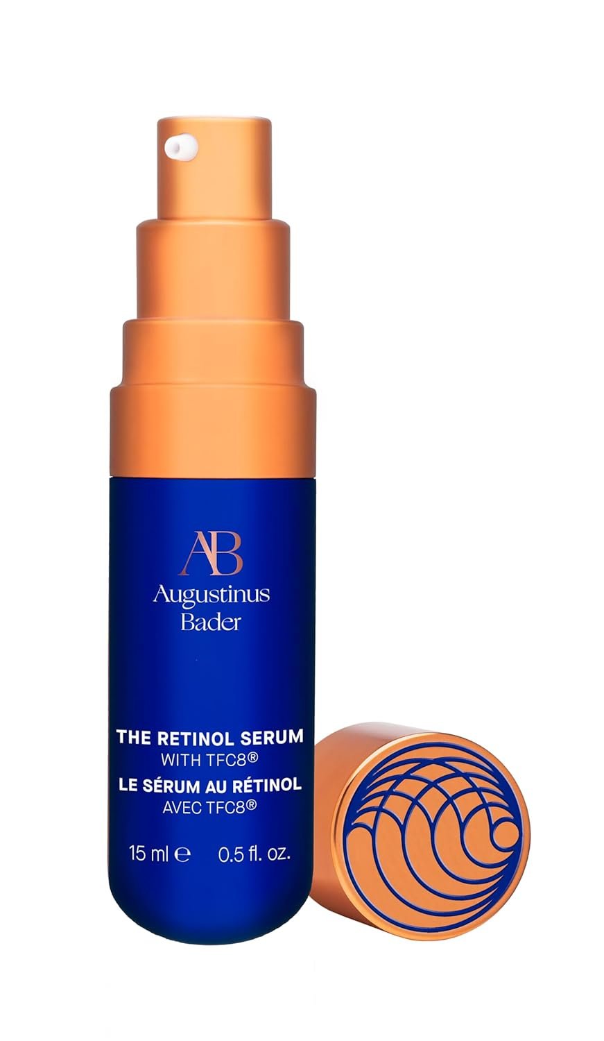 Retinol anti-aging serum bottle with dropper on neutral background, showing hydrating formula for fine lines and firmness — view 7a