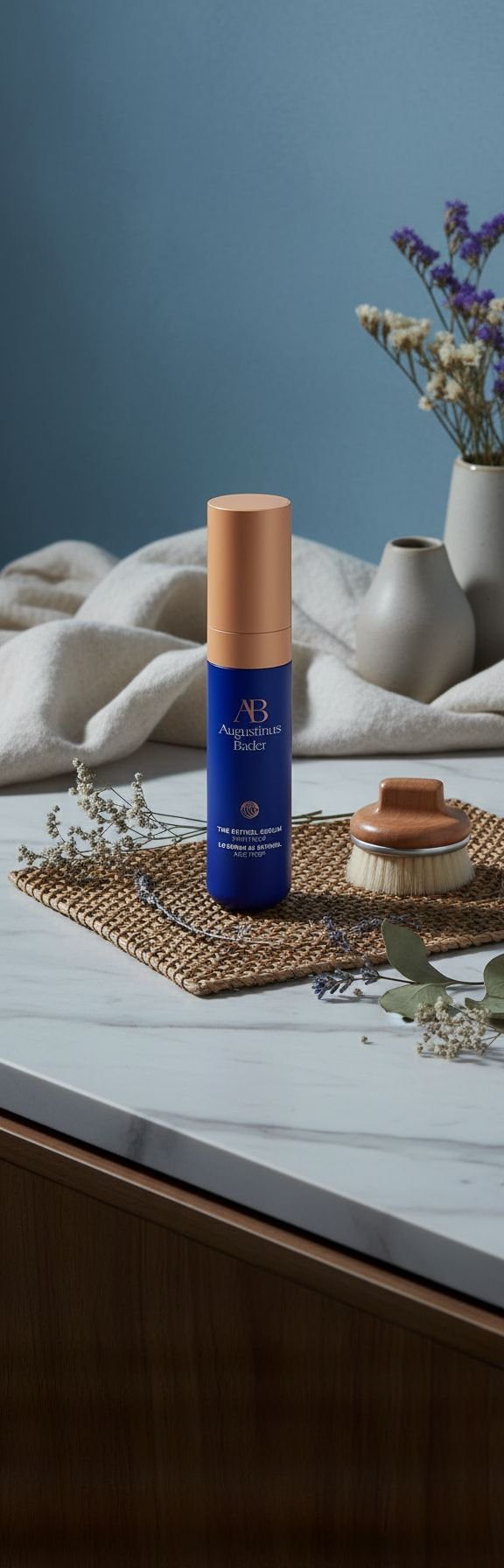 Retinol anti-aging serum bottle with dropper on neutral background, showing hydrating formula for fine lines and firmness — view 2