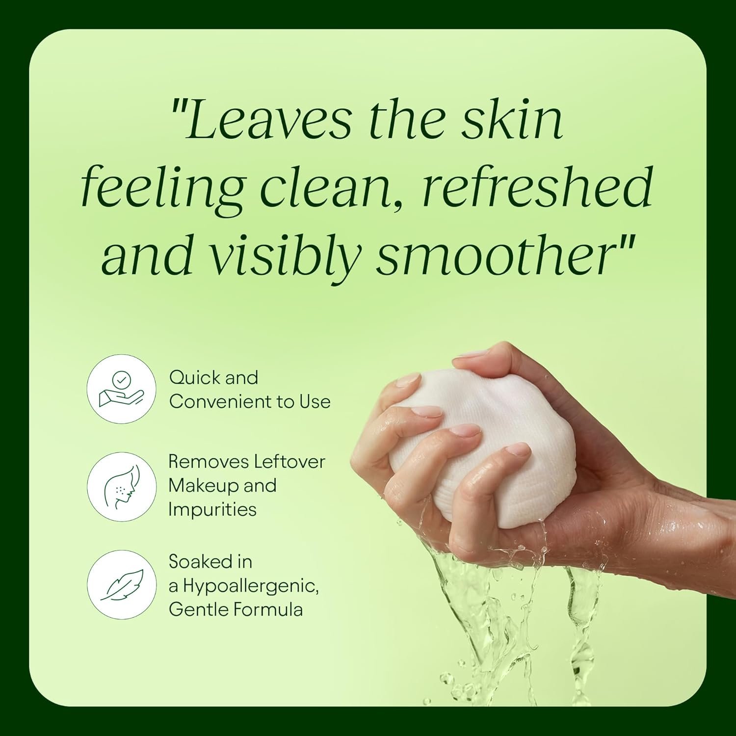 Snail mucin and niacinamide brightening toning pads in glass jar with product swatches on hydrated skin — view 3