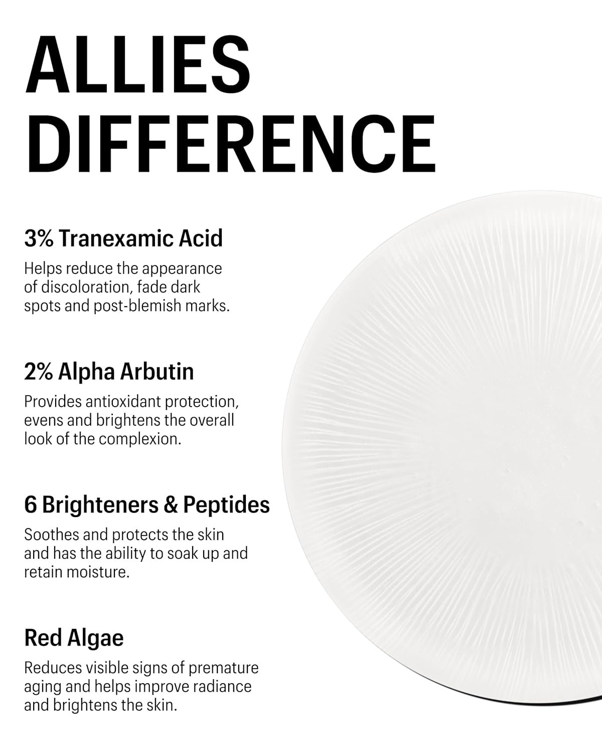 Tranexamic acid brightening serum bottle with peptides, shown on all skin types for dark spot reduction and anti-aging benefits — view 2
