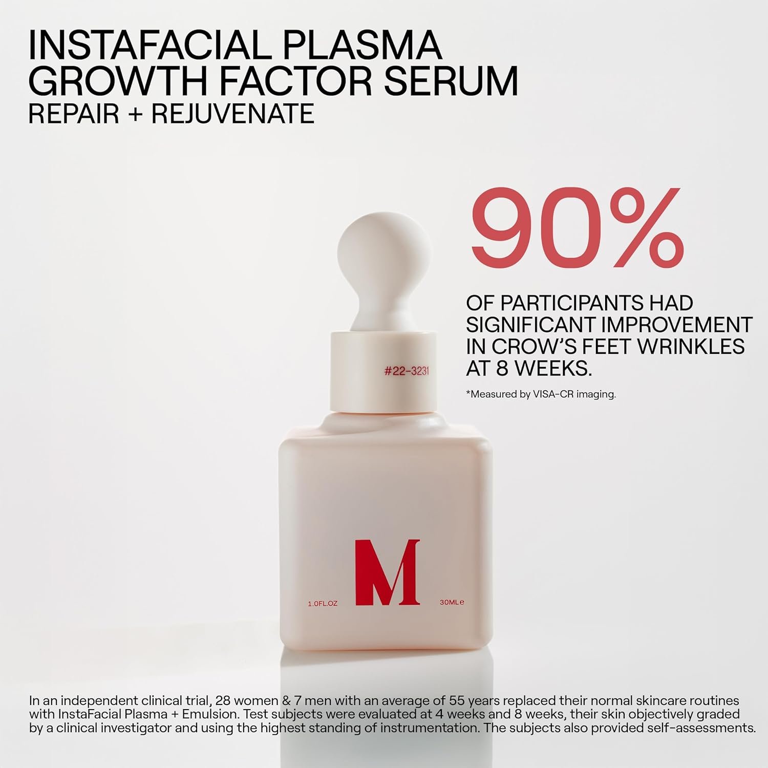 Peptide-infused anti-aging serum with hyaluronic acid in glass bottle, formulated for mature skin and fine line reduction — view 4