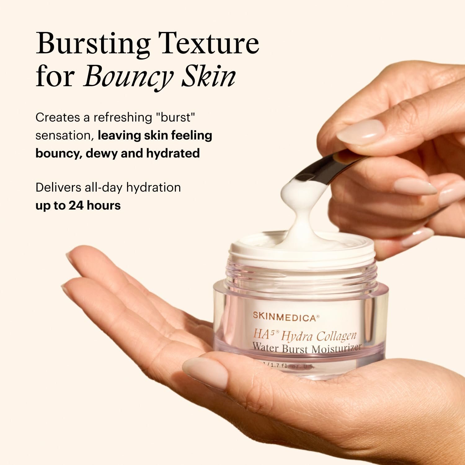 Hyaluronic acid and vegan collagen plumping face moisturizer cream for dry, dull skin hydration — view 4