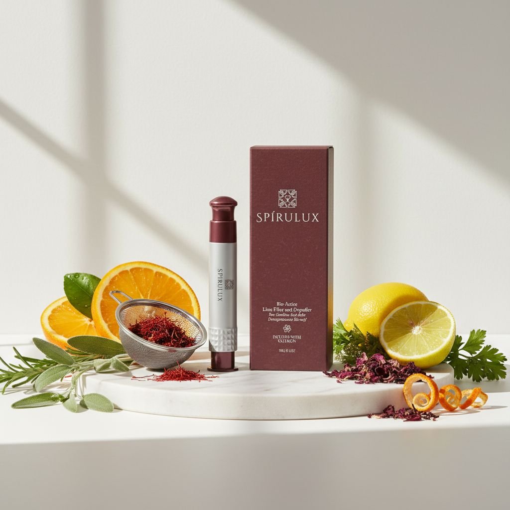 Peptide wrinkle filler serum with saffron in clear bottle, anti-aging treatment for all skin types — view 4