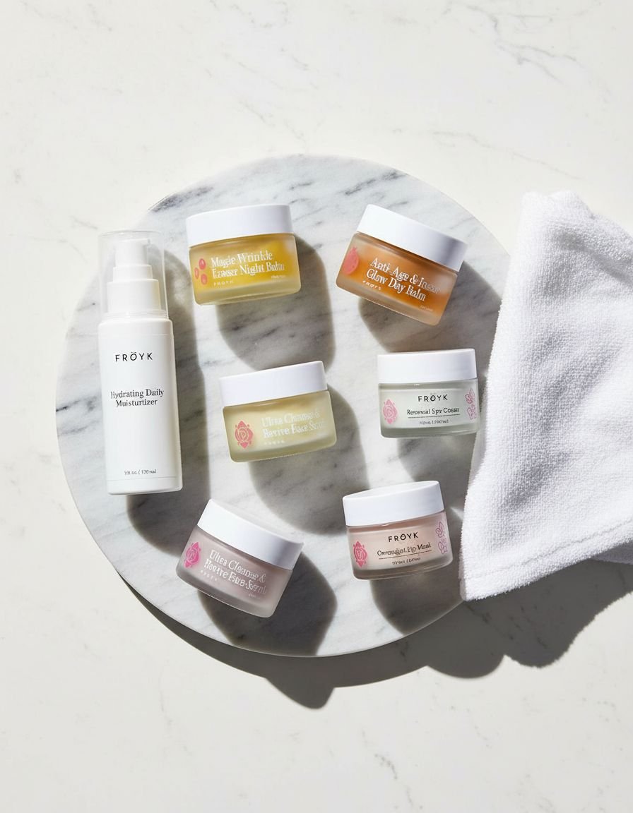Rosehip and calendula anti-aging balm set for mature skin with day balm, night balm, eye balm, and gentle scrub — view 5a