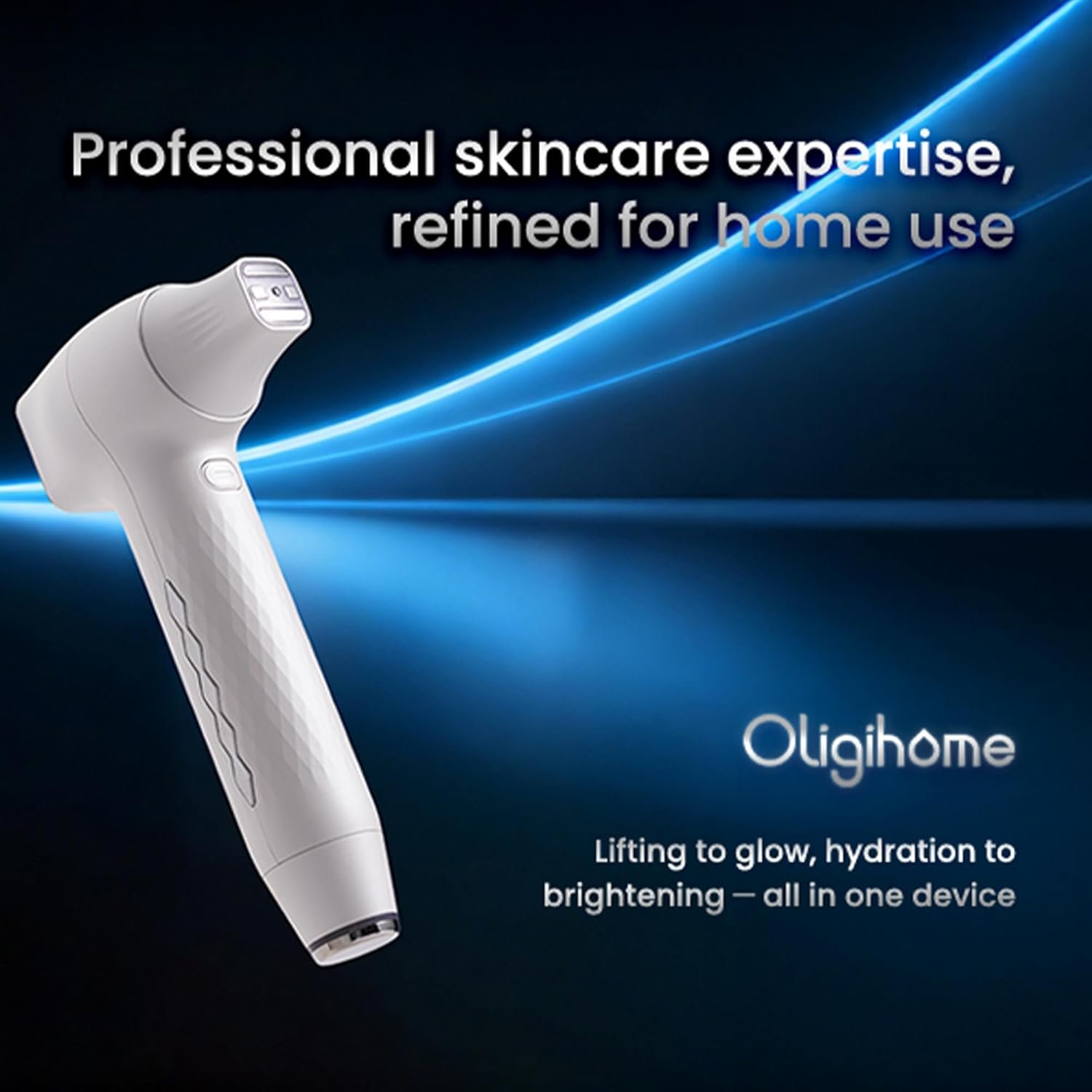 LED light therapy facial device with multiple light wavelengths for anti-aging and brightening, portable home beauty tool suitable for all skin types — view 2