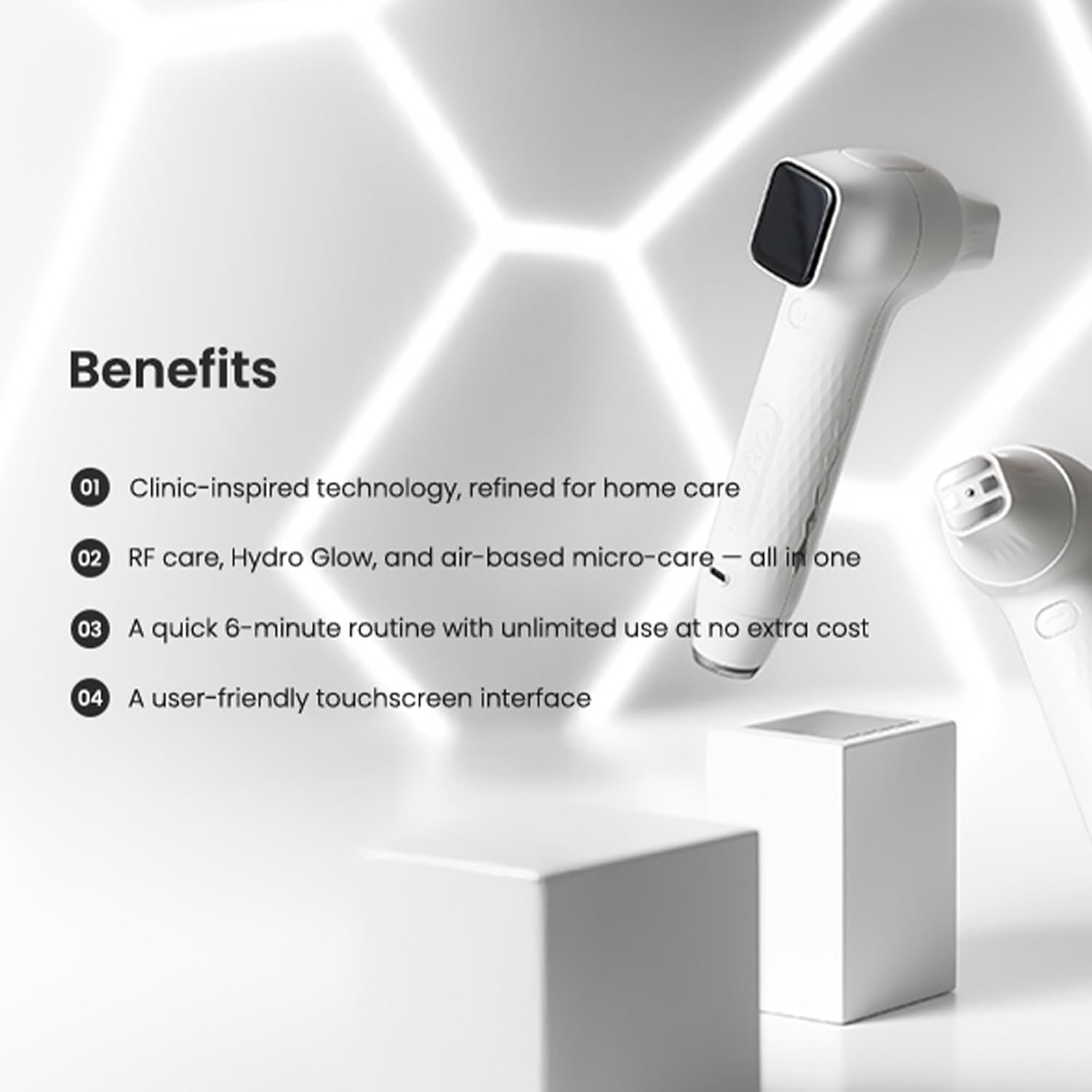 LED light therapy facial device with multiple light wavelengths for anti-aging and brightening, portable home beauty tool suitable for all skin types — view 3